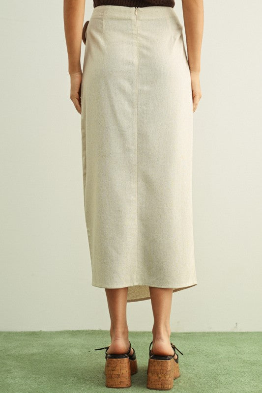 Cambria Linen Skirt- Beige