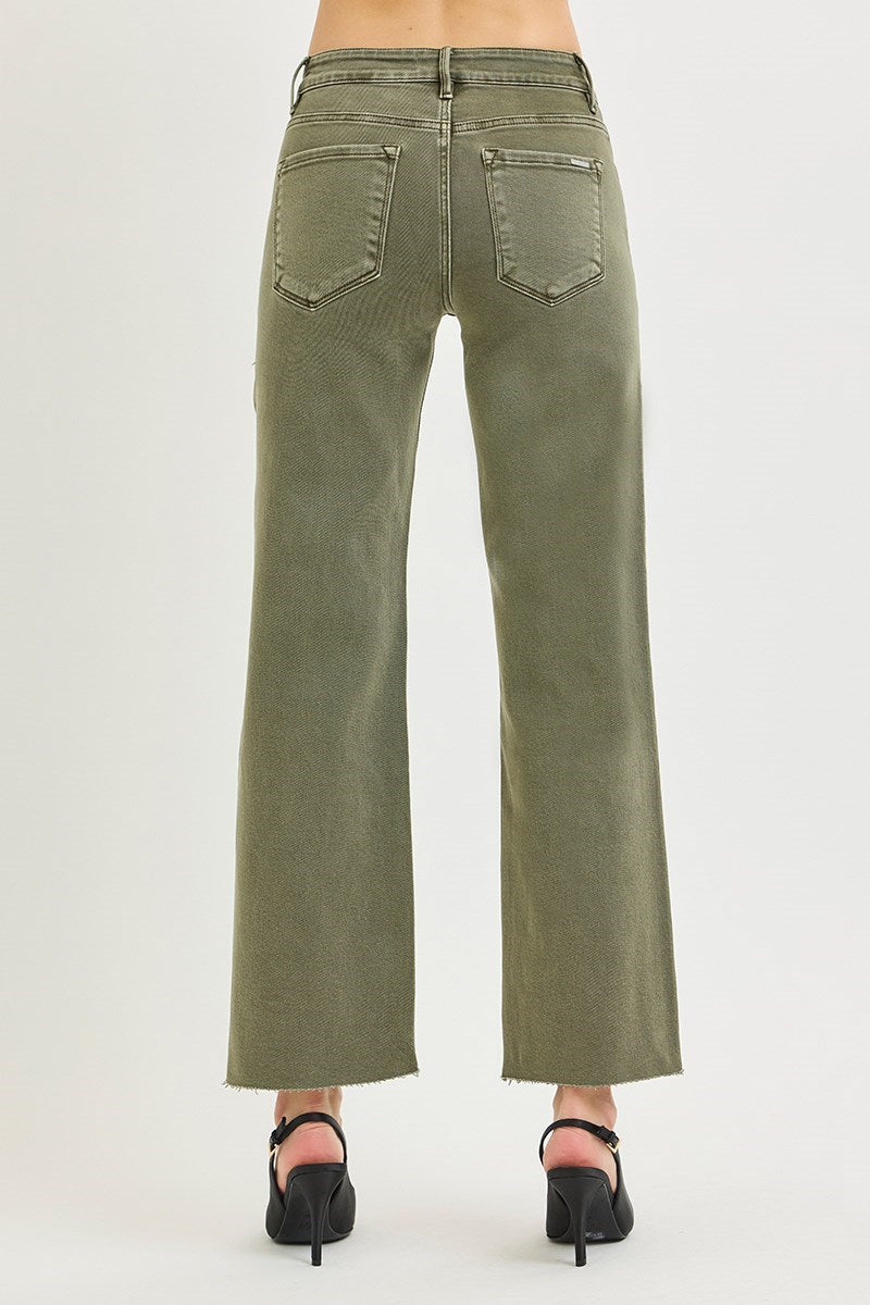 Anna's Ankle Straight Jeans- Olive