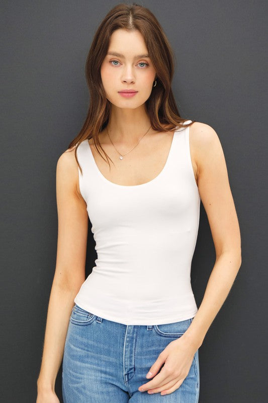 Scoop Neck Tank - White