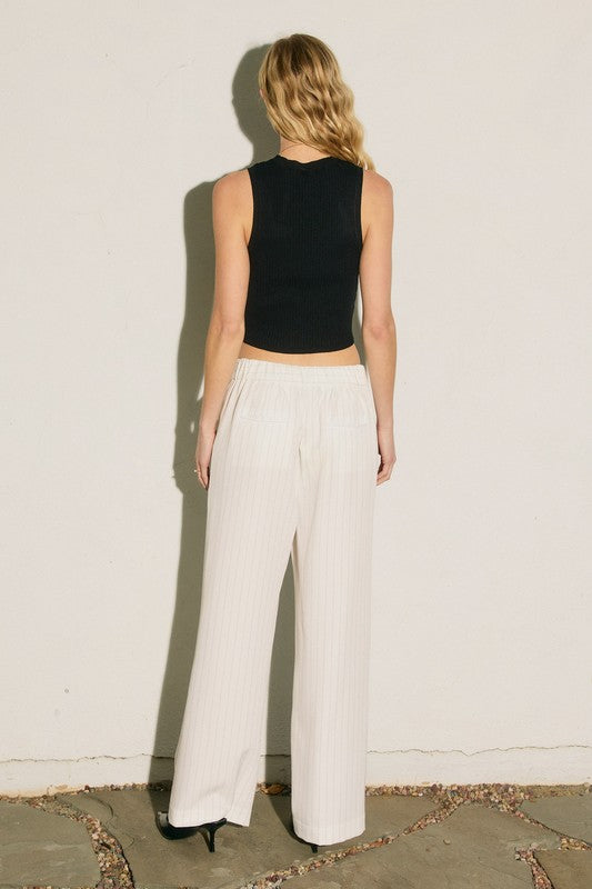 Heather Pinstriped Trousers- White