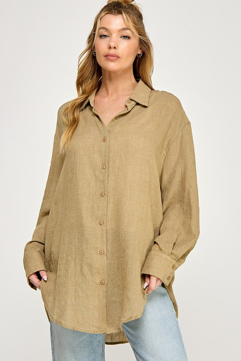 New Toffee Button Up