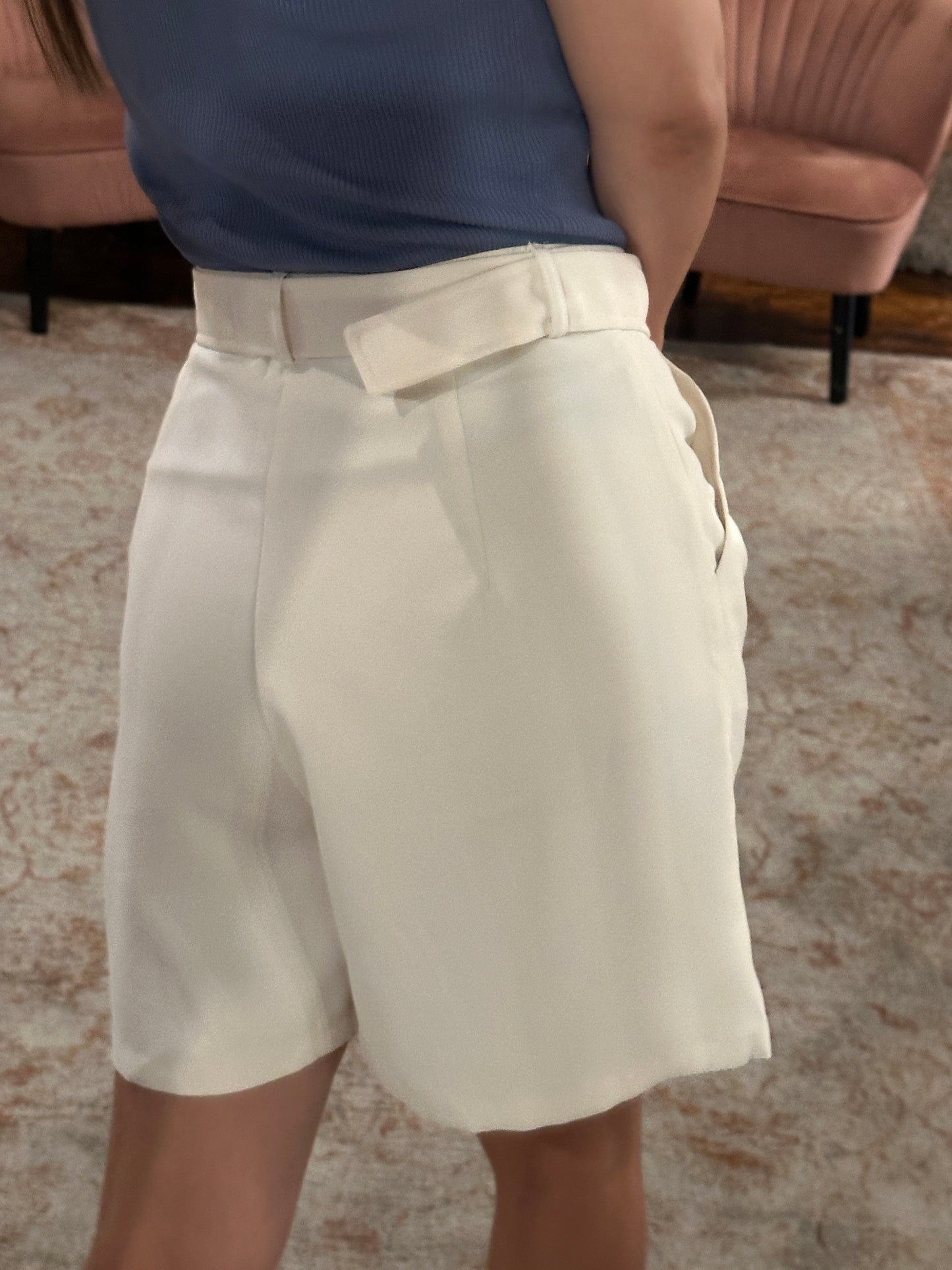 Pleated High Waist Short - Ivory