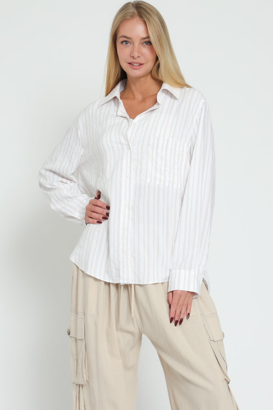 Olivia Striped Button Down Blouse