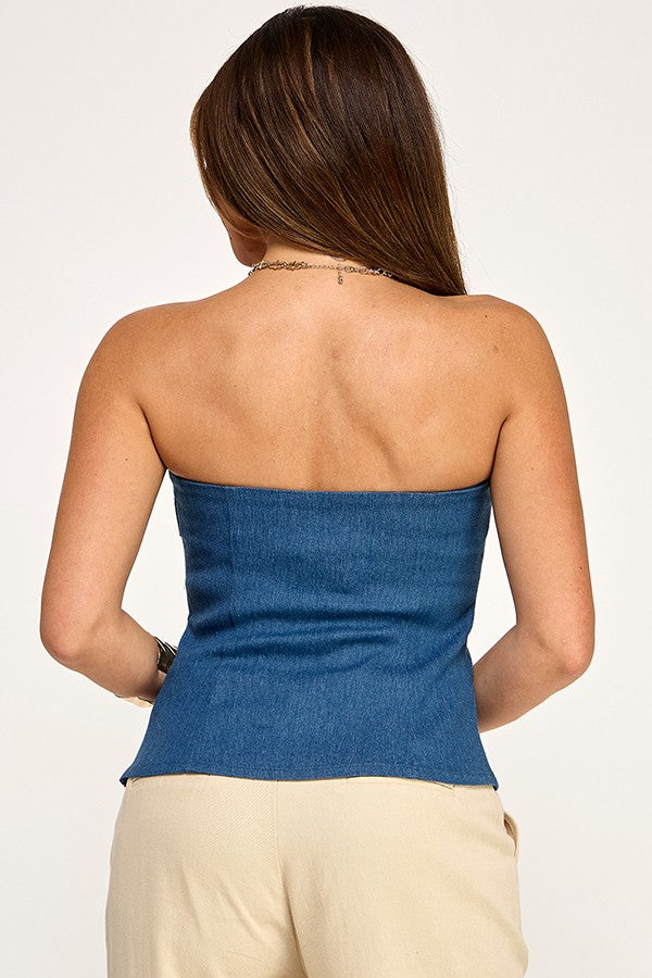 Daphne Denim Strapless Top