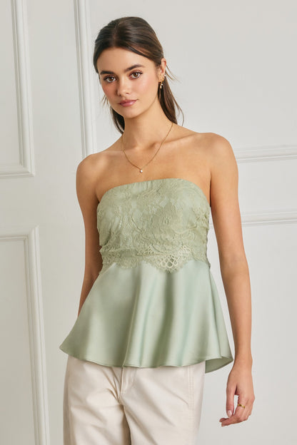 Olive Strapless Top