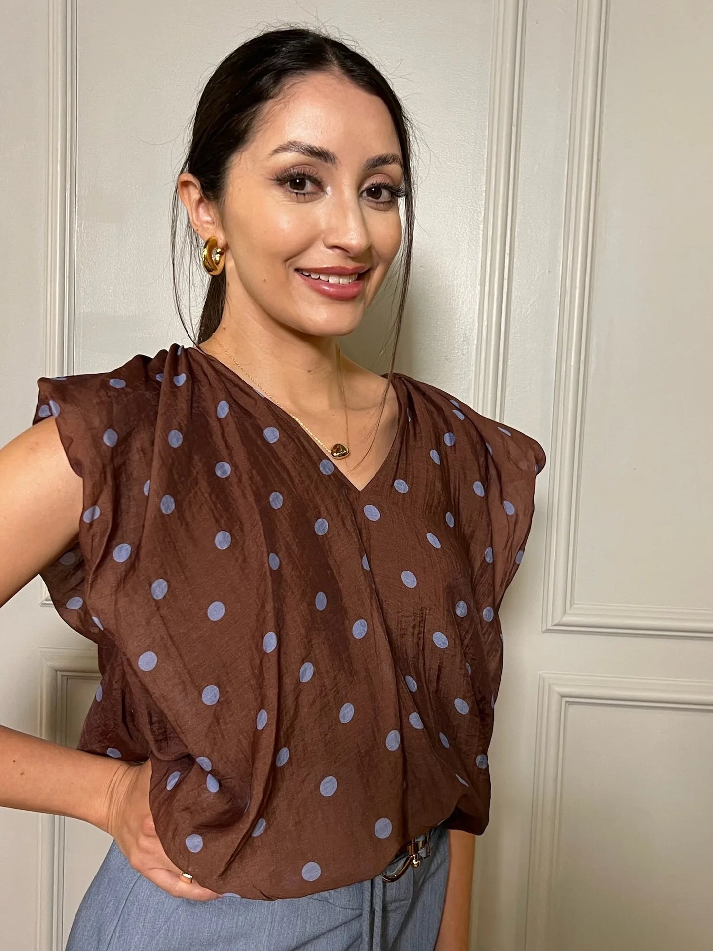 Amelia Polka Dot Bubble Top