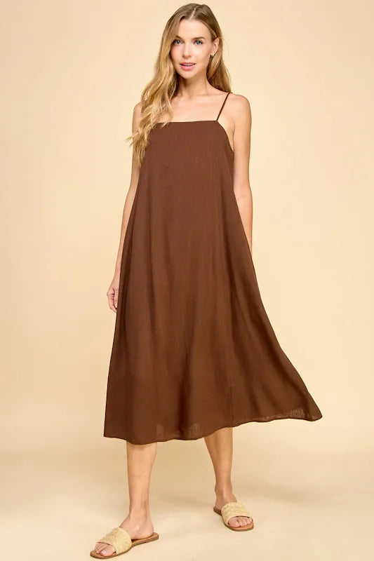 Espresso Linen Dress