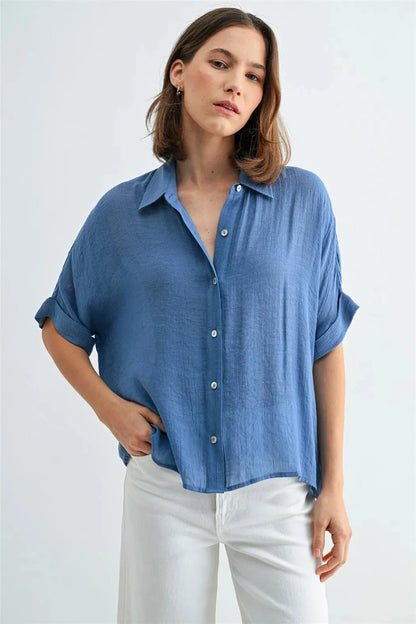 Ocean Blue Short Sleeve Top