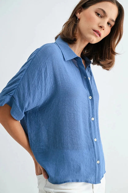 Ocean Blue Short Sleeve Top