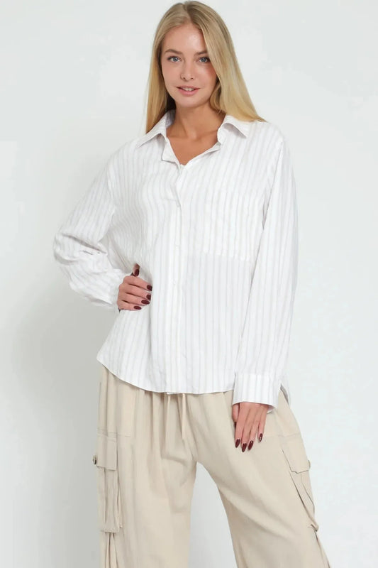 Olivia Striped Button Down Blouse