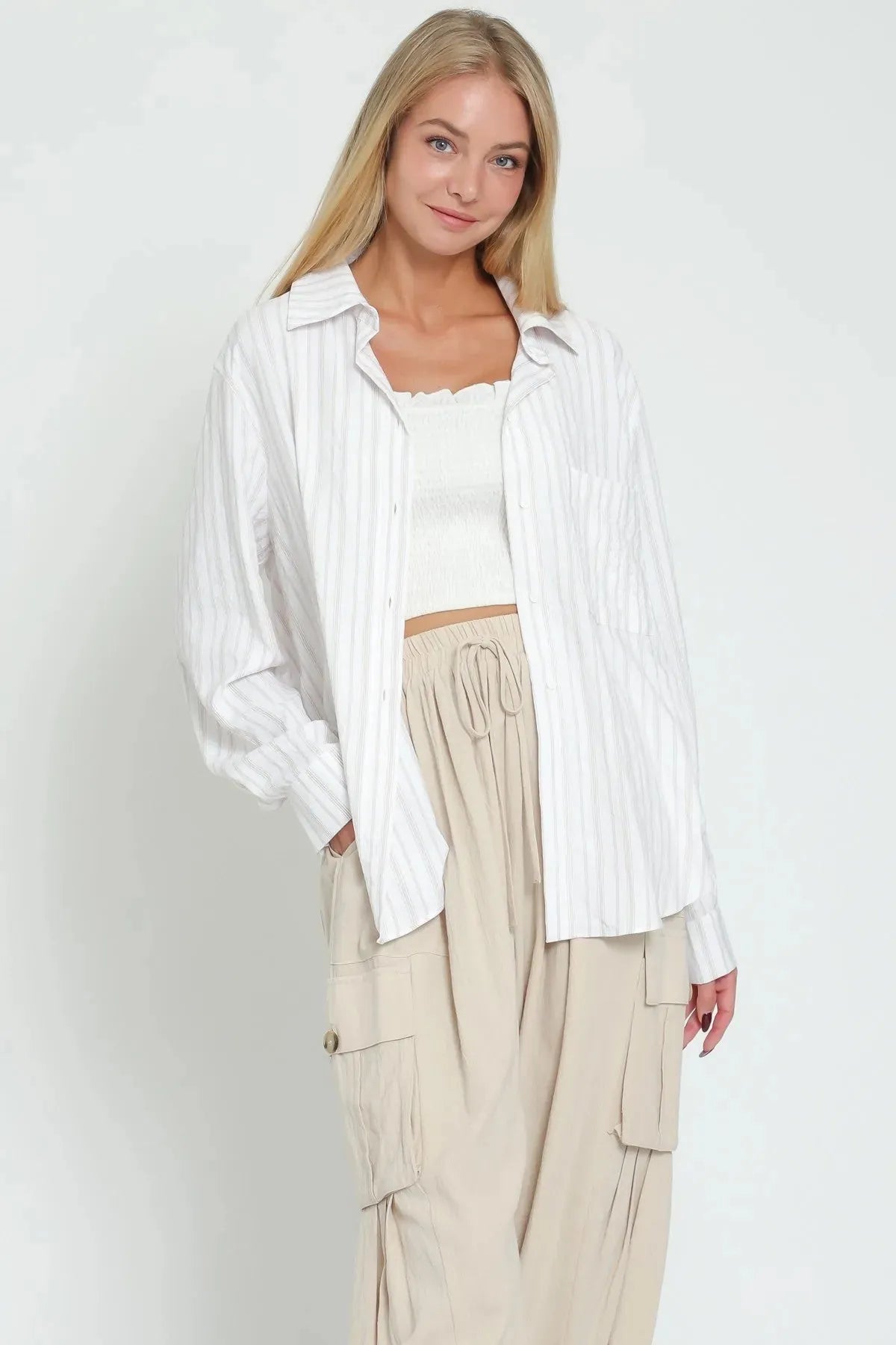 Olivia Striped Button Down Blouse