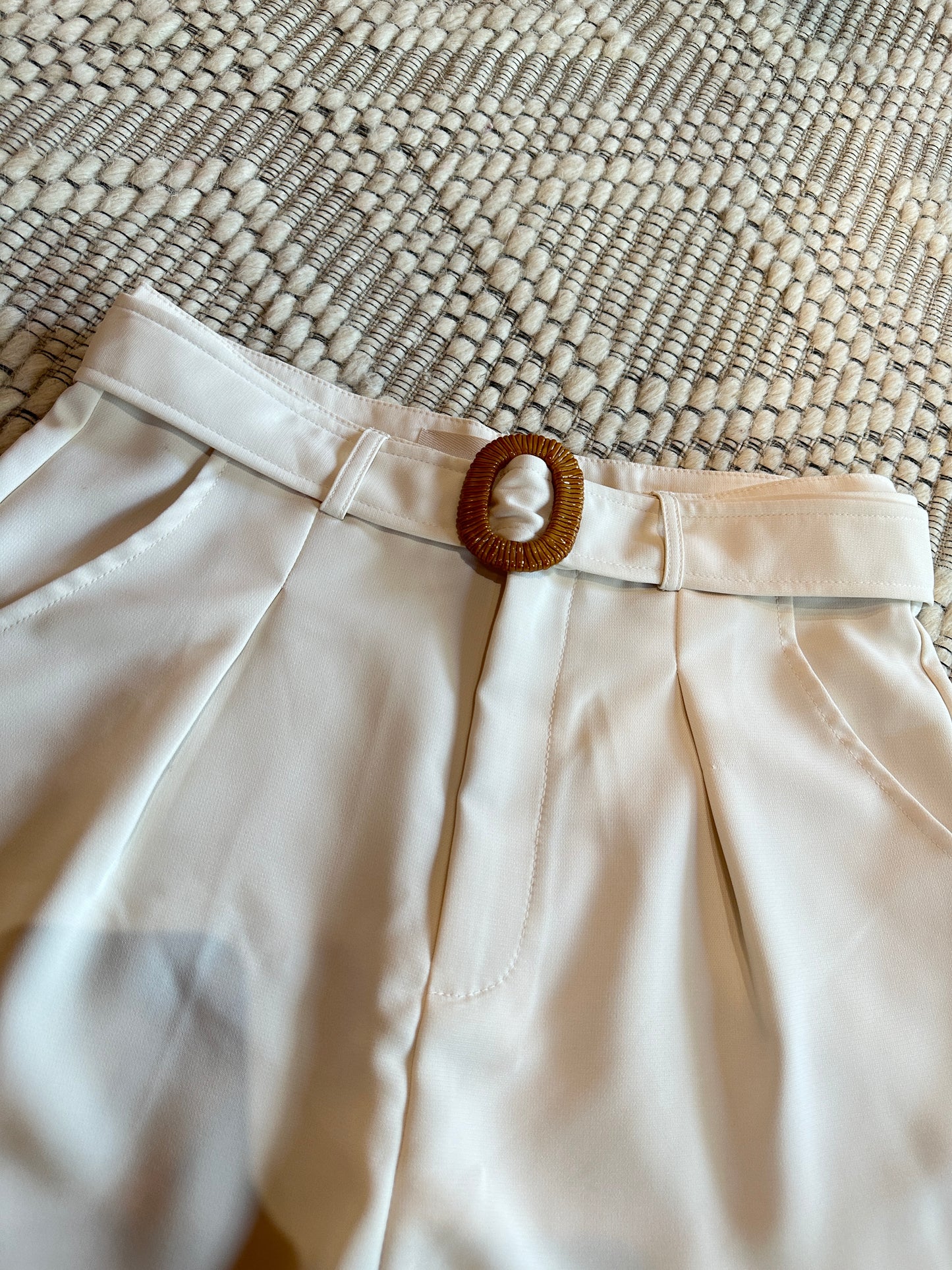 Pleated High Waist Short - Ivory