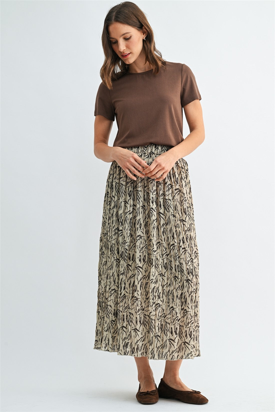Mielle Leaf Print Maxi Skirt