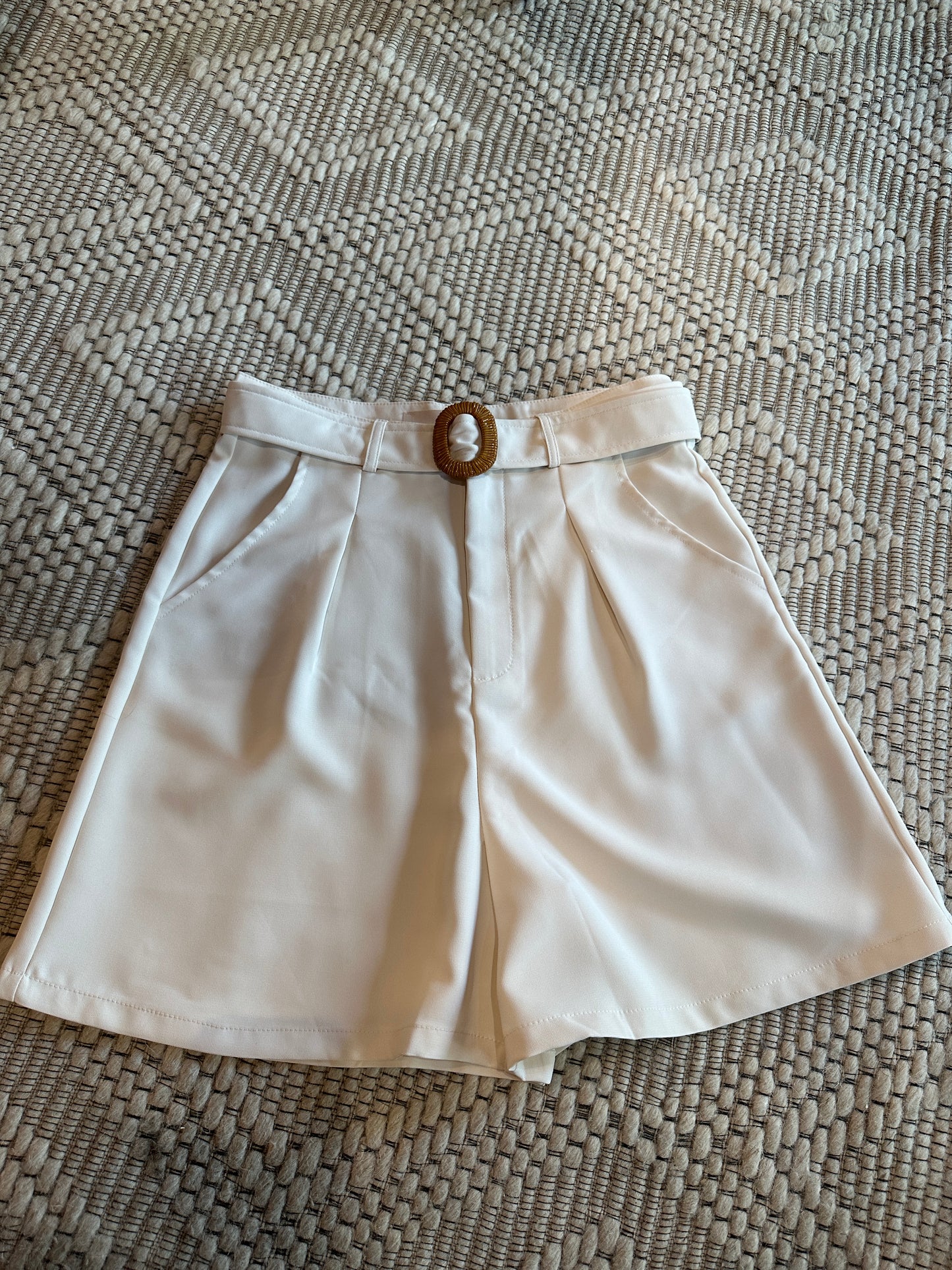 Pleated High Waist Short - Ivory