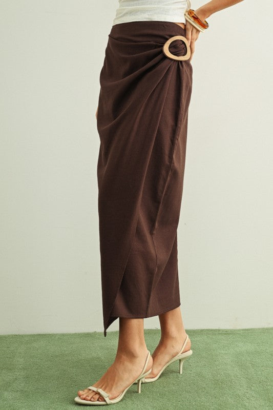 Cambria Linen Skirt- Brown