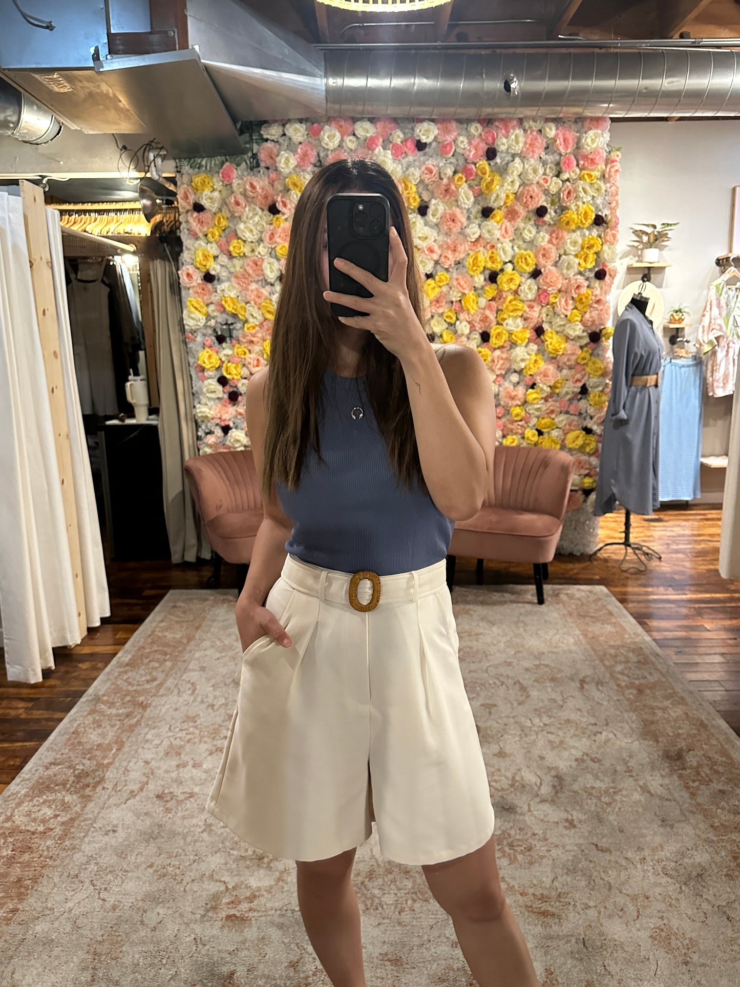 Pleated High Waist Short - Ivory