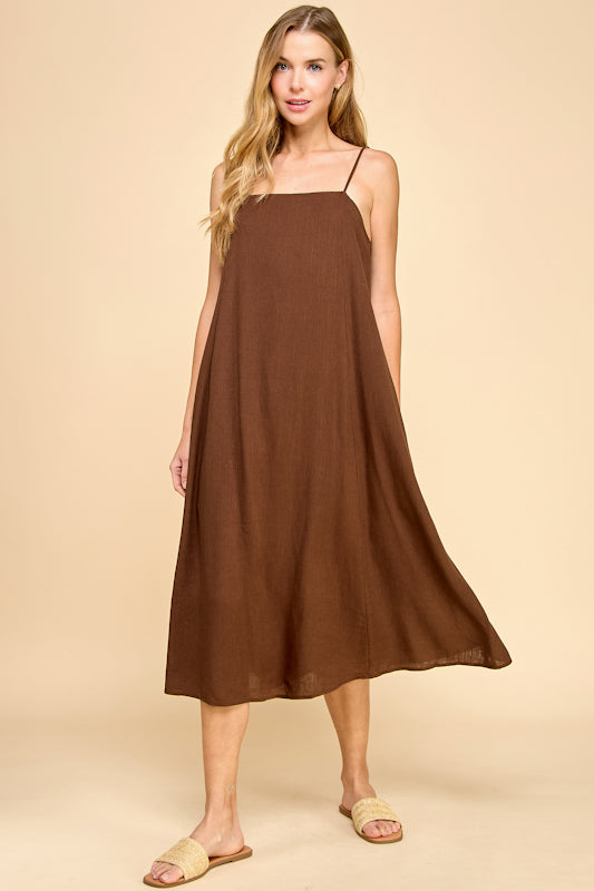 Espresso Linen Dress