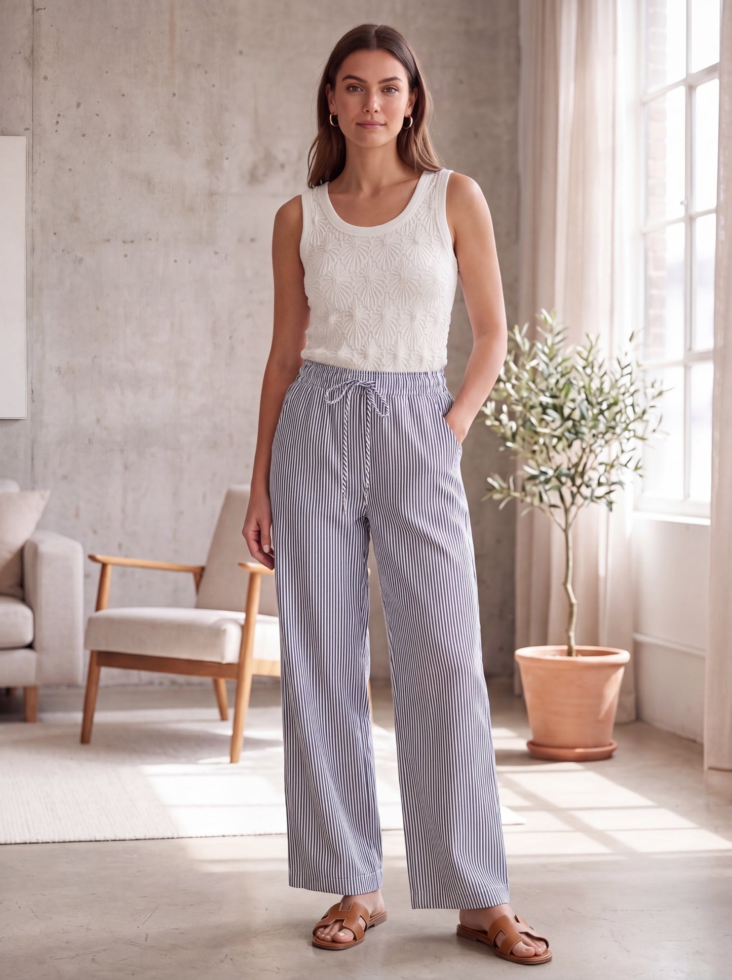 Olivia Striped Barrel Pants