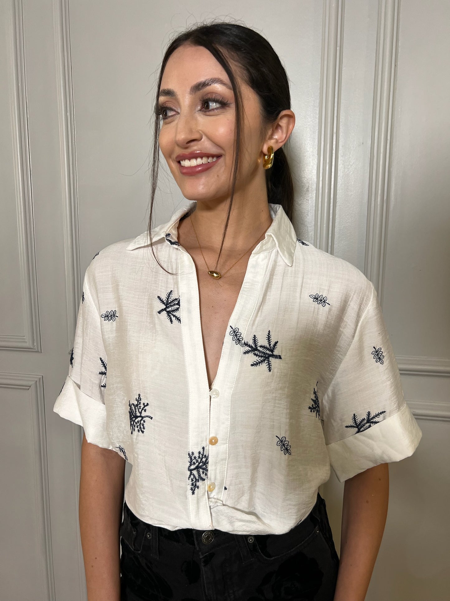 Gwendolyn Twist Collared Top