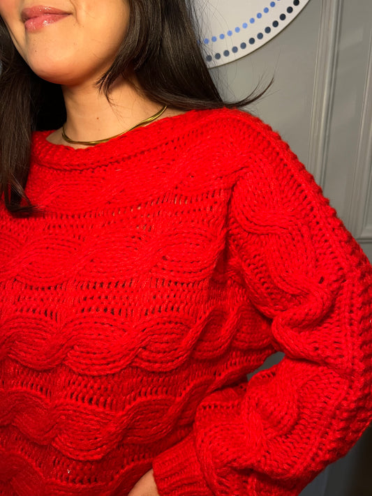 Cherry Cable Knit Sweater