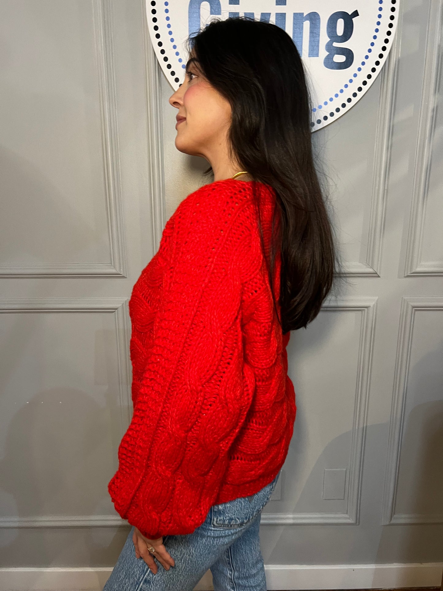 Cherry Cable Knit Sweater