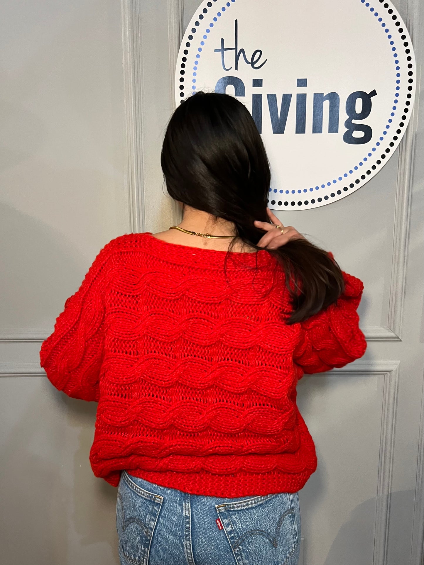 Cherry Cable Knit Sweater