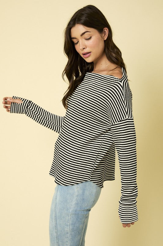 In Stripes Textured Sweater