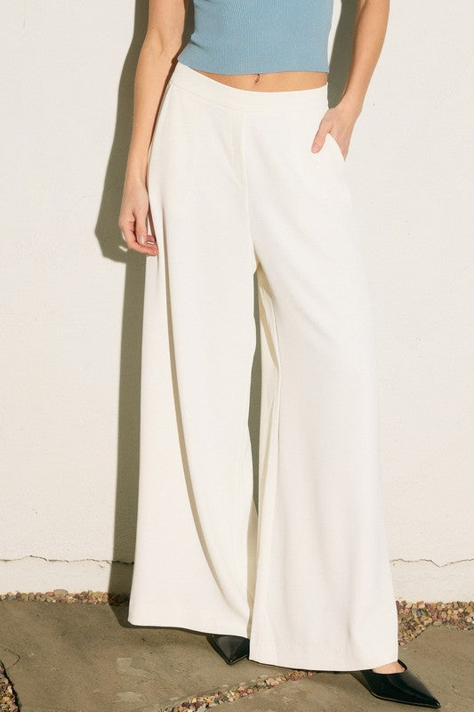 Kiara Wide Leg Pants - Ivory