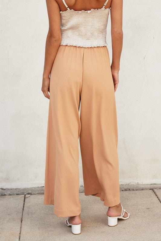 Kiara Wide Leg Pants - Taupe