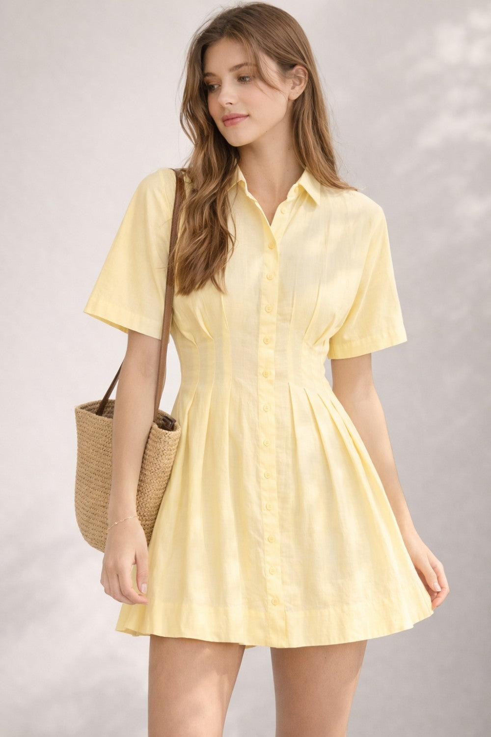 Lemon Pleated Dress