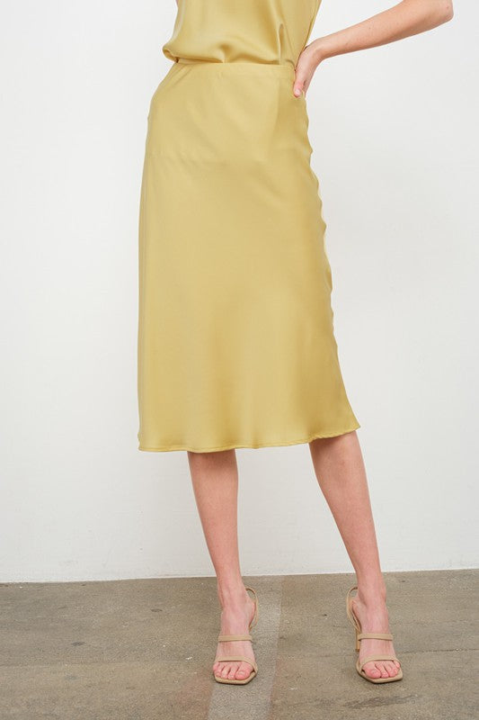 Seline Lime Satin Skirt