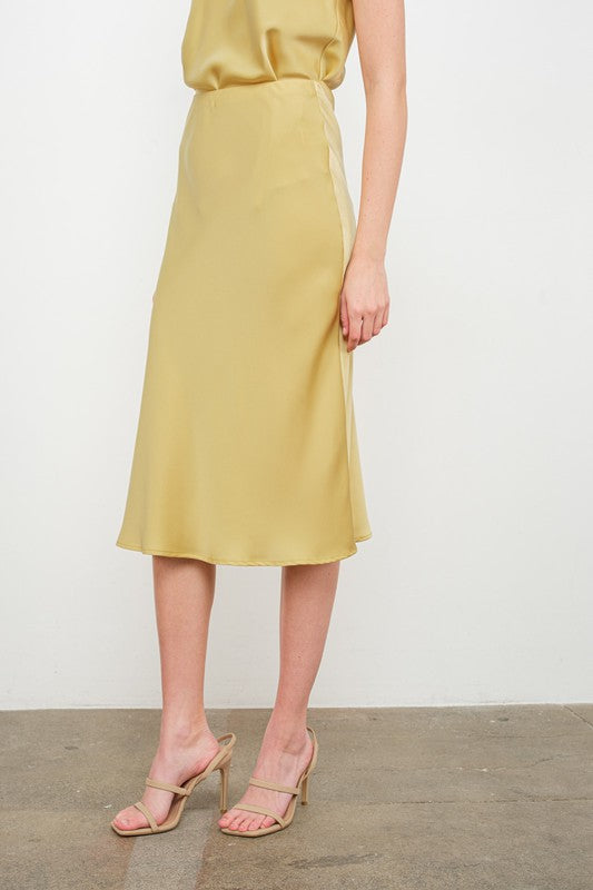 Seline Lime Satin Skirt
