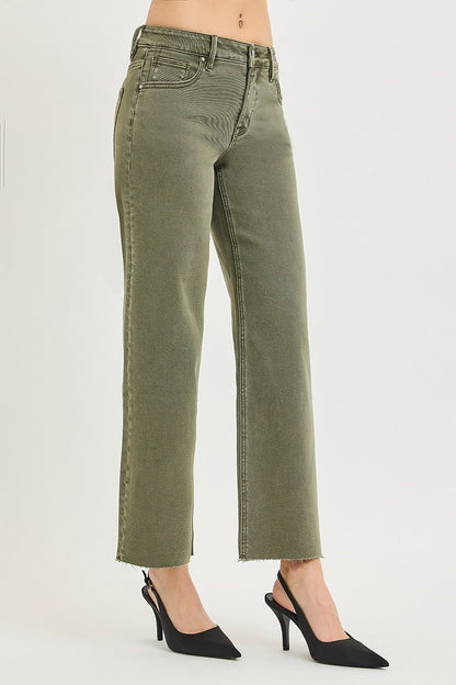 Anna's Ankle Straight Jeans- Olive