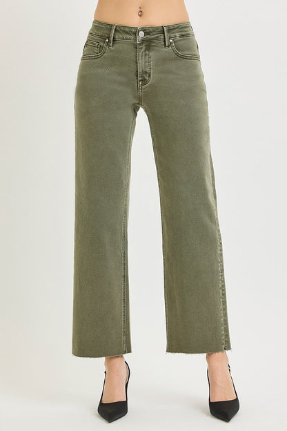 Anna's Ankle Straight Jeans- Olive