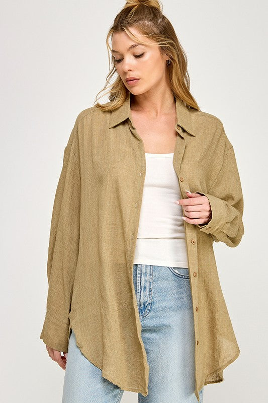 New Toffee Button Up