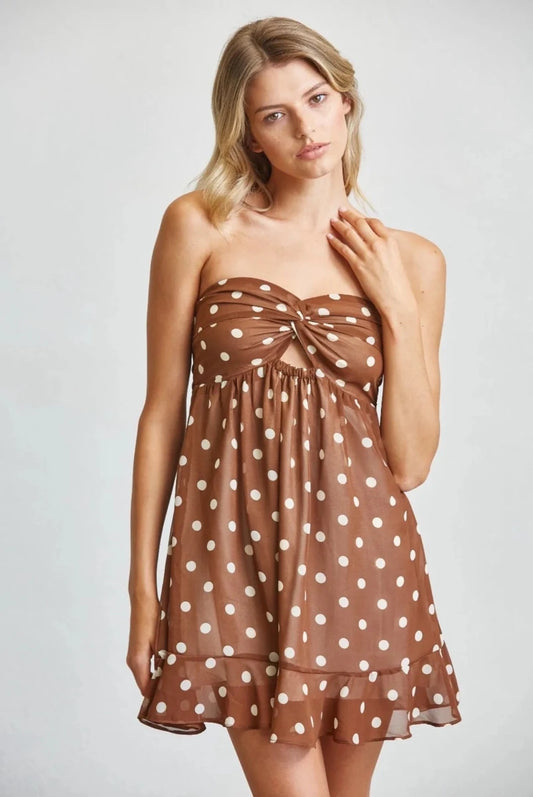 Amber Polka Dot Mini Dress - The Giving