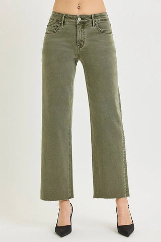 Anna's Ankle Straight Jeans- Olive