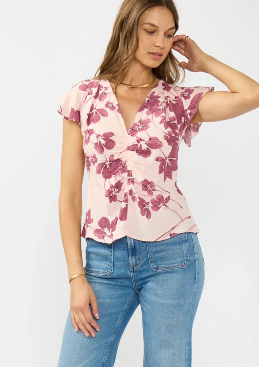 Dalia V Neck Floral Blouse - The Giving