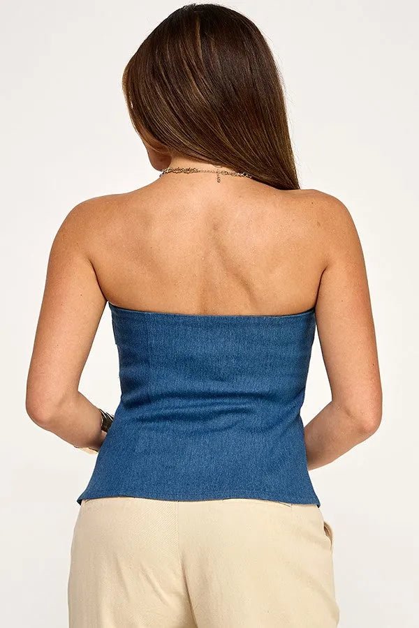 Daphne Denim Strapless Top - The Giving