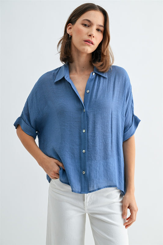 Ocean Blue Short Sleeve Top
