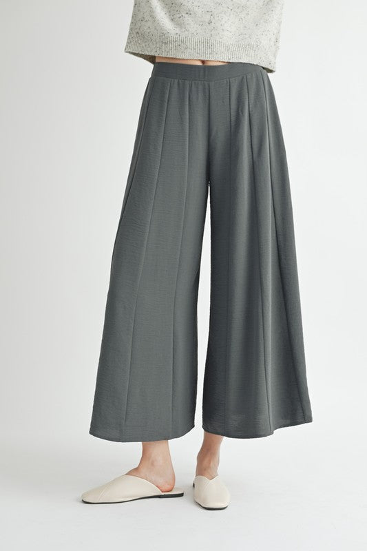 Everly Wide Leg Pants - Charcoal