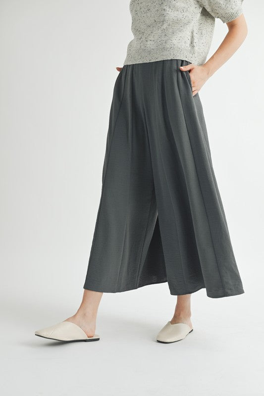 Everly Wide Leg Pants - Charcoal