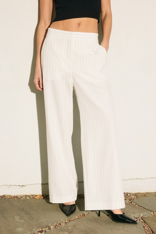 Heather Pinstriped Trousers- White